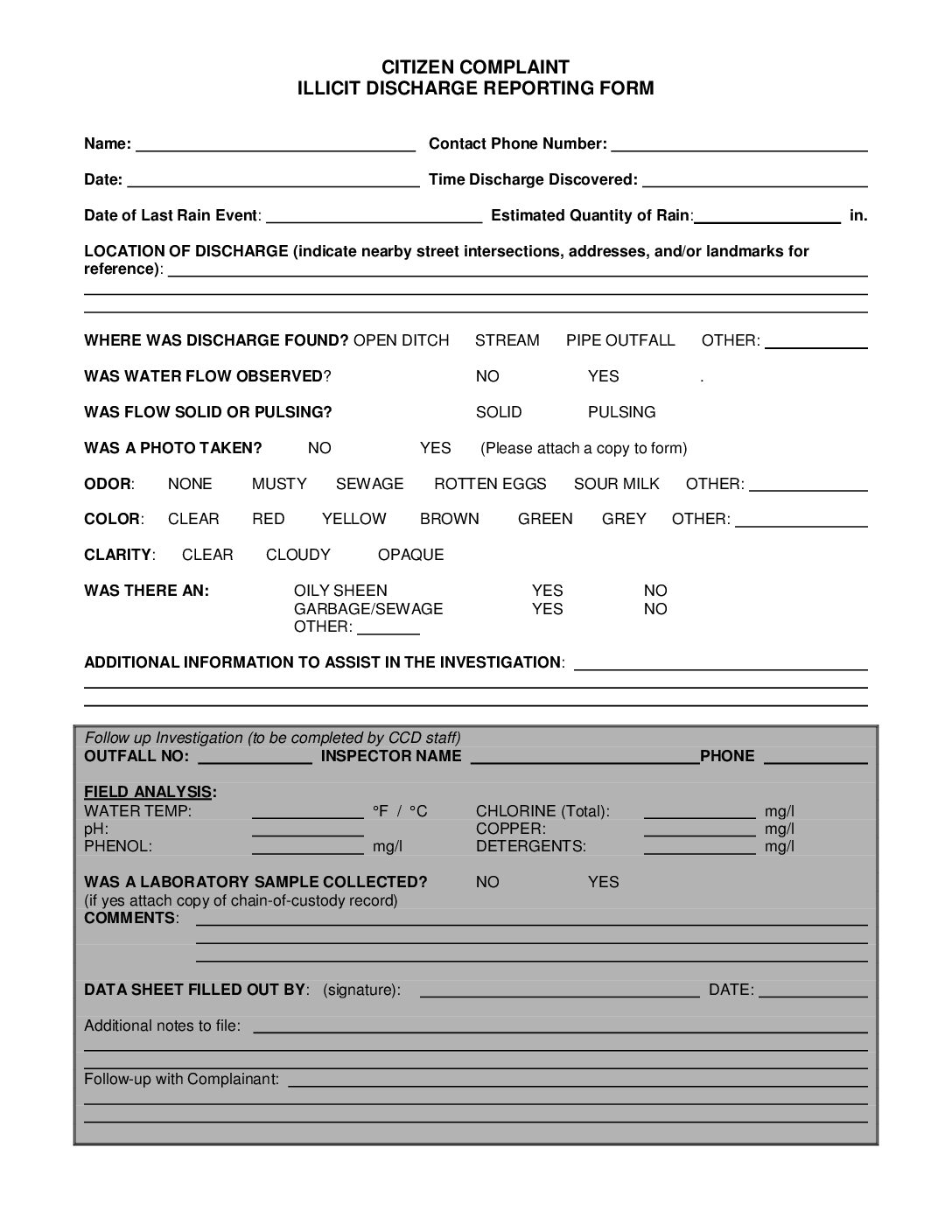 Thumbnail of the first page of 'Citizen Complaint Form'