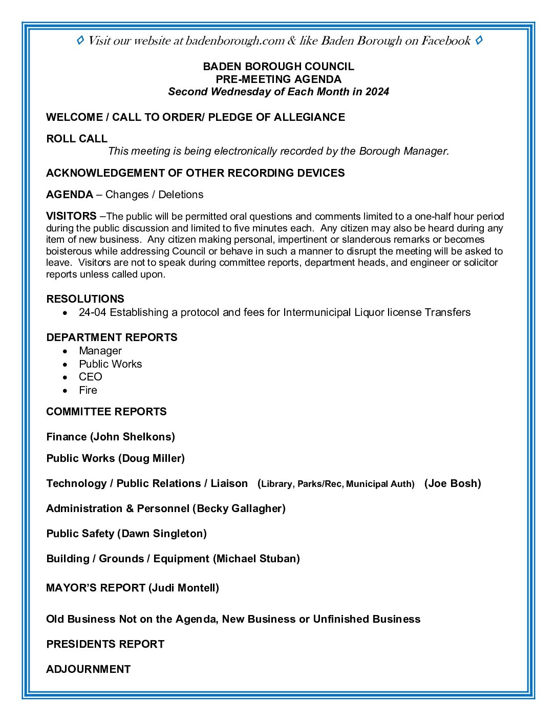 Thumbnail of the first page of 'Council Agenda – November 13th, 2024'