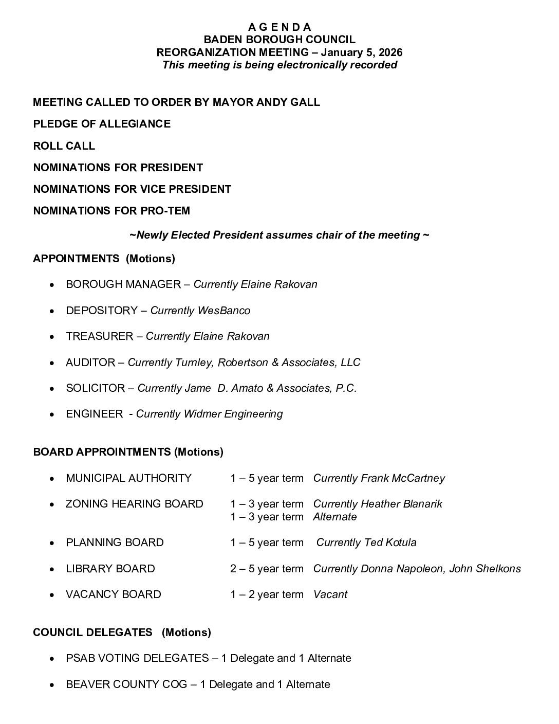 Thumbnail of the first page of 'Council Agenda – January 5th, 2026'